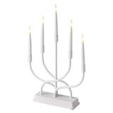 Decorations - white candlestick 5 LED, 40 cm 2x AA metal warm white, IP20, timer