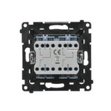 Double socket outlet without earthing, without shutters, (module), Simon 24, IP20, 16A, black matt