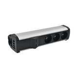 Expanded power strip set: 3x250V type E + 2xRJ45 plate with Keystone mounting., screw; aluminum black