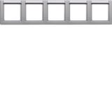 Frame 5gang with labelling field horizontal Q.1 alu velvety, lacquered