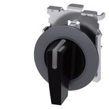 Toggle switch illuminable, 30 mm, round, metal, matt, black, knob long