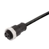 Sensor/actuator line, One end without connector, 7/8", Number of poles : 4 (3 + PE), 2 m, Female socket, straight, Shielded: No, LED: No, Sheath material: PUR, Halogen: No