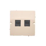 RJ12 double telephone socket, (module), beige