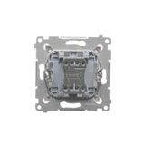 Double roller shutter button (1-0-2), 10A, Silver matt, metalic
