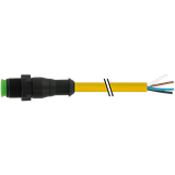M12 male 0° A-cod. with cable Lite PUR 4x0.34 ye UL/CSA+drag ch. 5m