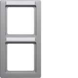 Frame 2gang with labelling field vertical Q.1 alu velvety, lacquered