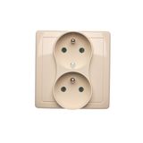 Double socket outlet with earthing and current phase constancy, beige, 16A