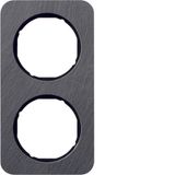 Frame 2gang, R.1, ant./black glossy, natural slate