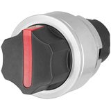 Knob selector switch, illuminated, red, flush-mount, 3-position, Cam O