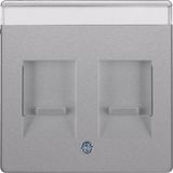 Centre plate with 2 dust protection sliders Labelling field, Berker Q.1/Q.3/Q.7/Q.9