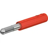 Screw-clamping adapter, 4 mm plug, spreadable to 4 mm socket, red, CAT II, 24.0163-22