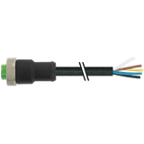 Mini (7/8) 5 pole, Female 0° w/ Cable PUR 5x1.5 (5x16AWG) bk 40m