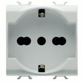 ITALIAN/GERMAN STANDARD SOCKET-OUTLET 250V ac - 2P+E 16A DUAL AMPERAGE - 2 MODULES - GLOSSY WHITE - ANTIBACTERIAL - CHORUSMART