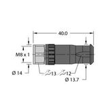 Field-Wireable Connector Female Connector M8 × 1/Ø 8 mm, Straight   FW-PRKPM0420-SA-S-0406