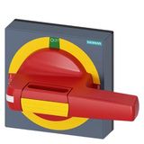 Handle with masking plate EMERGENCY OFF, size 100x 100, for shaft 8x 8, I-0-II