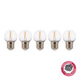 EcoPack 5pcs LED FIL Safe G45 E27 1W (9W) 80lm 827 PC Clear