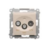 SAT-SAT-RTV double aerial socket, atten.: 1dB, cream white/electro white