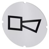 Inscription plate for illuminated pushbutton, round, milky, icon: Horn
