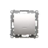 Two-way switch with LED illumination without pictogram, (module), 16AX, Screw, Silver matt, metalic