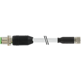 M12 male 0°/M8 fem. 0° A-cod. PUR 3x0.34 shielded gy+drag-ch 1m
