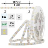 LED strip SMD5050 CW, 30LED/m, 8,5W/m, 470lm/m, IP54, DC 24V, 10mm, 5m