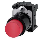 Pushbutton with extended stroke (12 mm), 22 mm, round, plastic, red