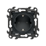 Single socket outlet with Schuko earthing for IP44 without seal frame, with shutters, (module), Simon 24, IP44, graphite mat, Flap color: Transparent