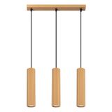 STYLISH GOLD HANGING LAMP WITH THREE GOLD LAMPSHADES, KARBON SERIES, ABOVE THE TABLE