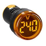 Voltmeter, 22.5 mm, 50-500 VAC, yellow, round