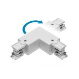 Adjustable connector L 90° for 3-phase track, white