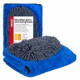 Microfiber glove and drying towel 94/800gsm 20x26/60x90cm AMIO-04489