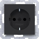 SCHUKO wall socket, Safety Plus, screw terminals, A.x/C.x, black matte