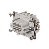 HDC insert, Female, 500 V, 24 A, Number of poles: 6, PUSH IN, Size: 3