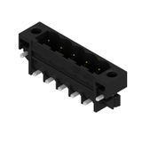 PCB plug-in connector, male header, Flange, THT/THR solder connection, 5.08 mm, Number of poles: 5, 270°, Solder pin length (l): 1.5 mm, Au (Gold), black, Tape