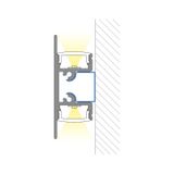 NS aluminum wall profile, 18x49 mm, White diffuser, complete, 2 m