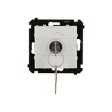Single switch with a key - 2 positions "0-1", matt aluminum, 5A