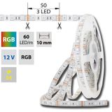 LED strip SMD5050 RGB, 60LED/m, 14,4W/m, DC12V, 496lm/m, IP54, 10mm, 5m