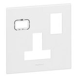 Plate 1 gang BS 13A SP switched socket + USB A white