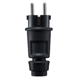 SCHUKO plug, black, Elamid high performance plastic, 2 earthing systems, IP44