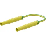Safety measuring lead with (4 mm lamella plug, straight) to (4 mm lamella plug, straight), 1.5 m, green, PVC, 2.5 mm², CAT IV, 66.1042-15025