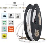 LED strip SMD2835 CW, 60LED/m, 4,8W/m, DC 24V, 412lm/m, CRI90, IP20, 10mm, 50m
