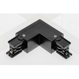 Connector L 90° for 3-phase track, external, black