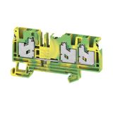PE terminal, SNAP IN, Green/yellow, 4 mm², 1000 V, Number of connectio