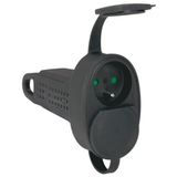 Rubber extender 2 sockets 2P+T 16A IP44 IK08 with suspension ring