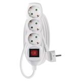 Extension Cord 2 m / 3 sockets / switch / white / PVC / 1 mm2