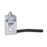 Prewired with 2m long cable metal limit switch, K series, top push rod plunger. Contacts 1NO+1NC snap action