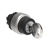Selector switch actuator key Ø22mm Platinum series chromed plastic, 3 position, 1 - 0 - 2. Withdral at 2
