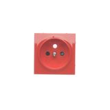 Cover for single socket outlet with earthing, red