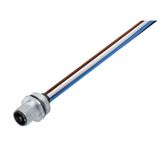 Built-in plugs, M12, pin, straight, Mounting thread: M 16 x 1.5, Number of poles: 4, Strand / cable length: 0.5 m, Front mounting