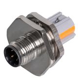 Round plug (field customisable), M12, D-coded, PUSH IN, Number of pole